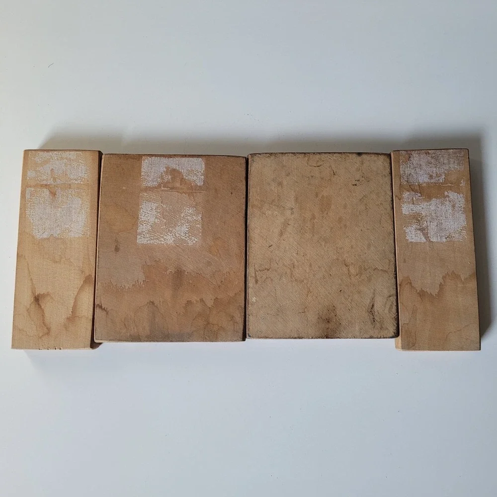 Antique Wooden‎ Springerle Cookie Molds Set of 4 Hand Carved Owl, Rabbit, Hearts
